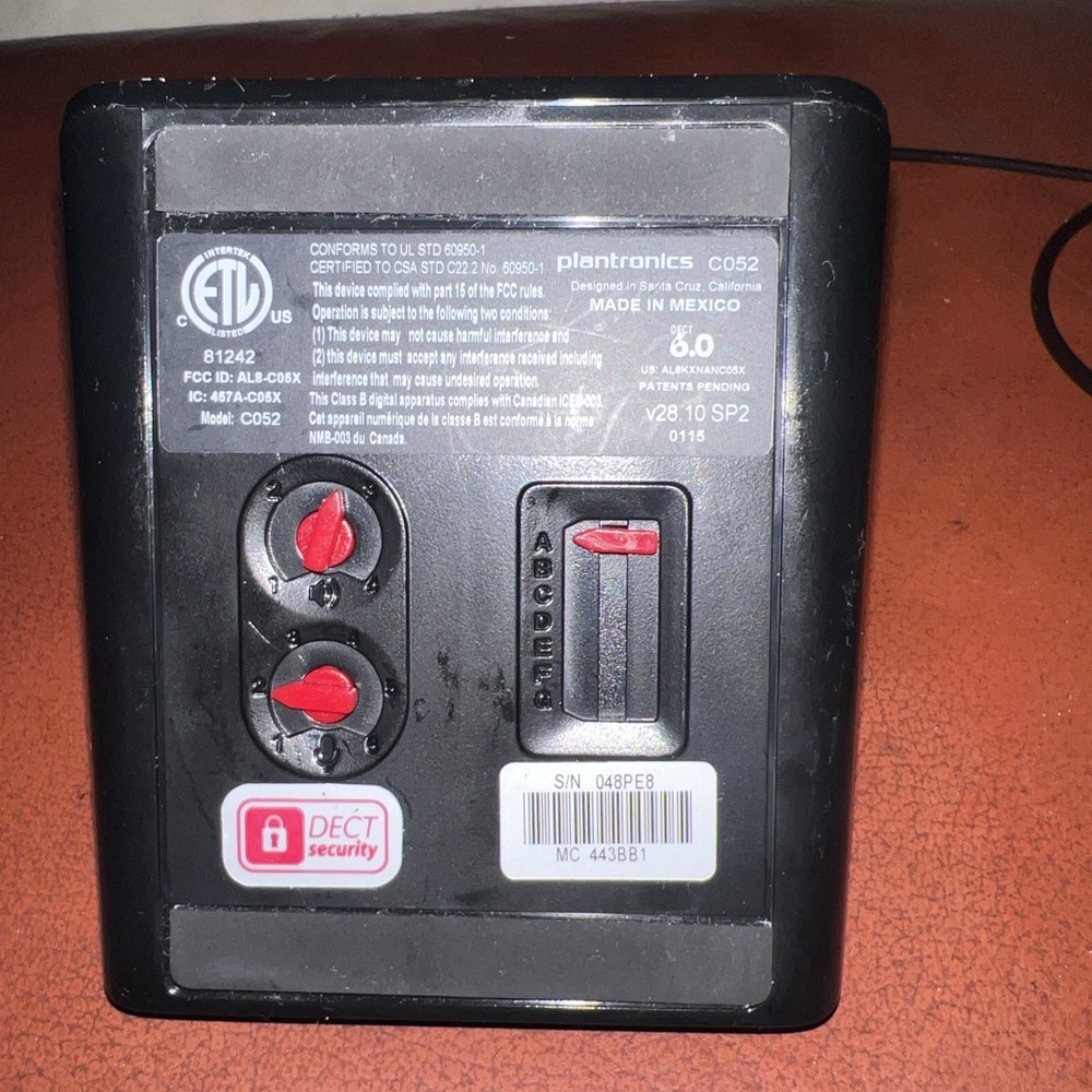 Used Plantronics Wireless Headset Base C052 (Base Only)