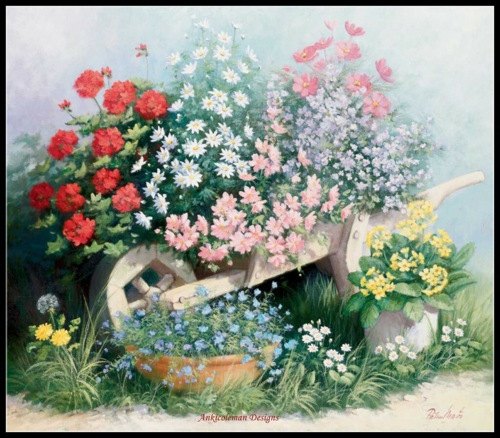 Chart Needlework Crafts DIY - Counted Cross Stitch Patterns - Flower Parade