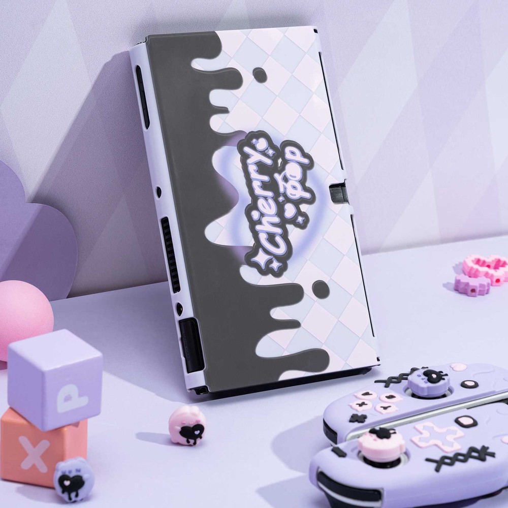 GeekShare Case for Nintendo Switch/OLED HardShell Silicone Joycon Cherry Pop