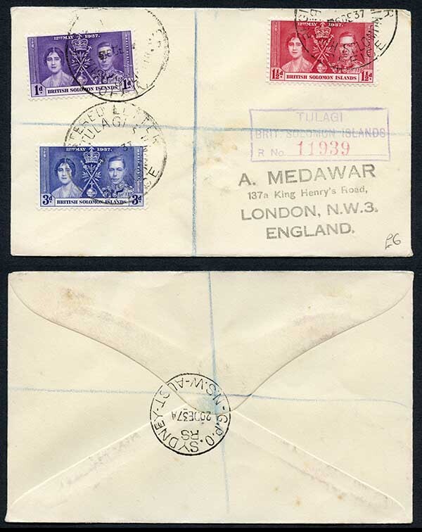 British Solomon Is 1937 Coronation on a Cover