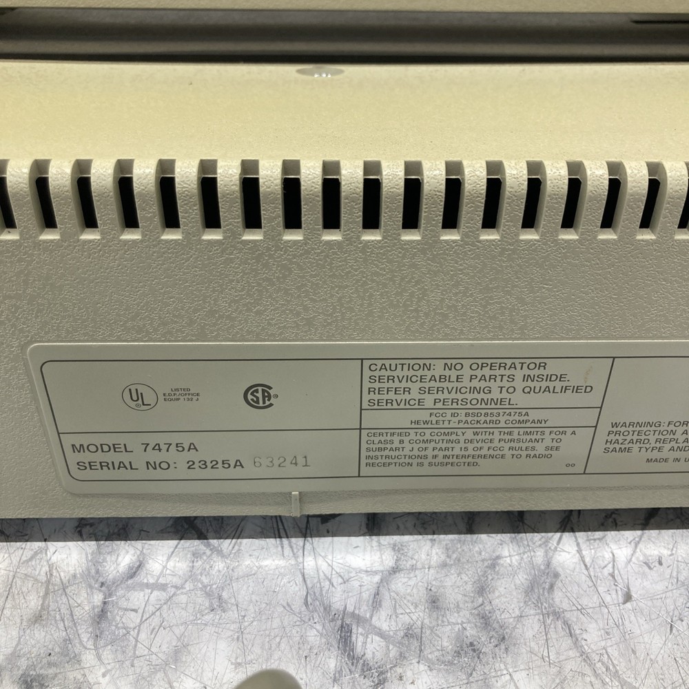 Hewlett Packard 7475A Plotter Printer, Powers On Untested
