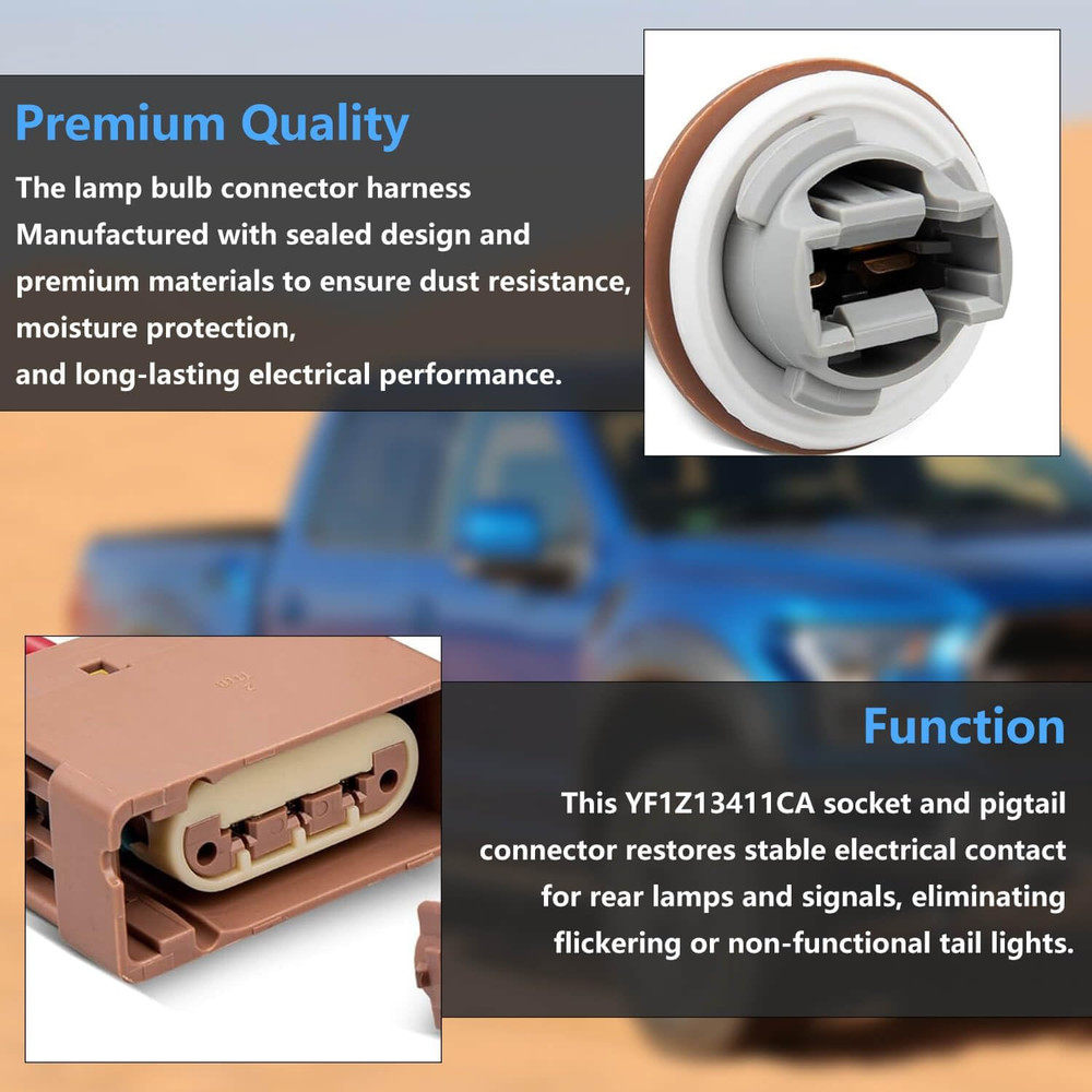 2004-17 F-150 Rear Tail Light Socket Connector 2 PCS–Compatible Replacement