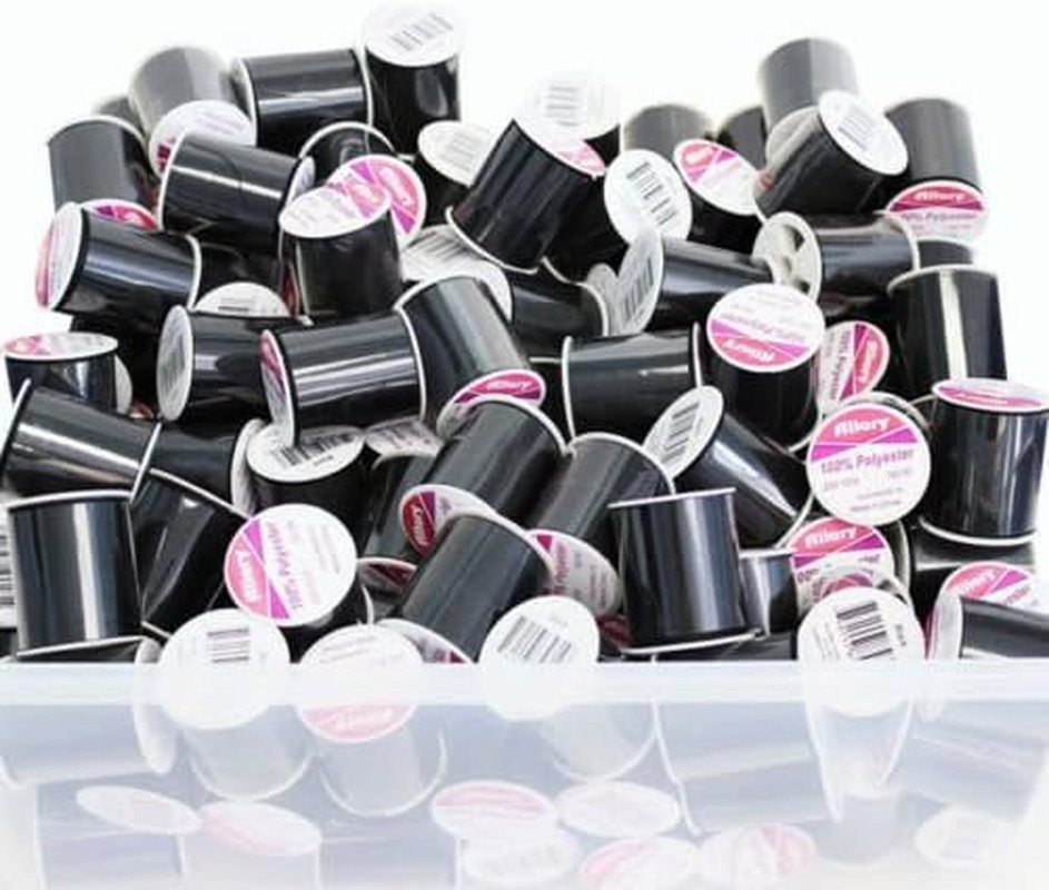 24 Pack Bulk Buy Allary 100% Polyester 200 Yds Sewing Threads (Black )