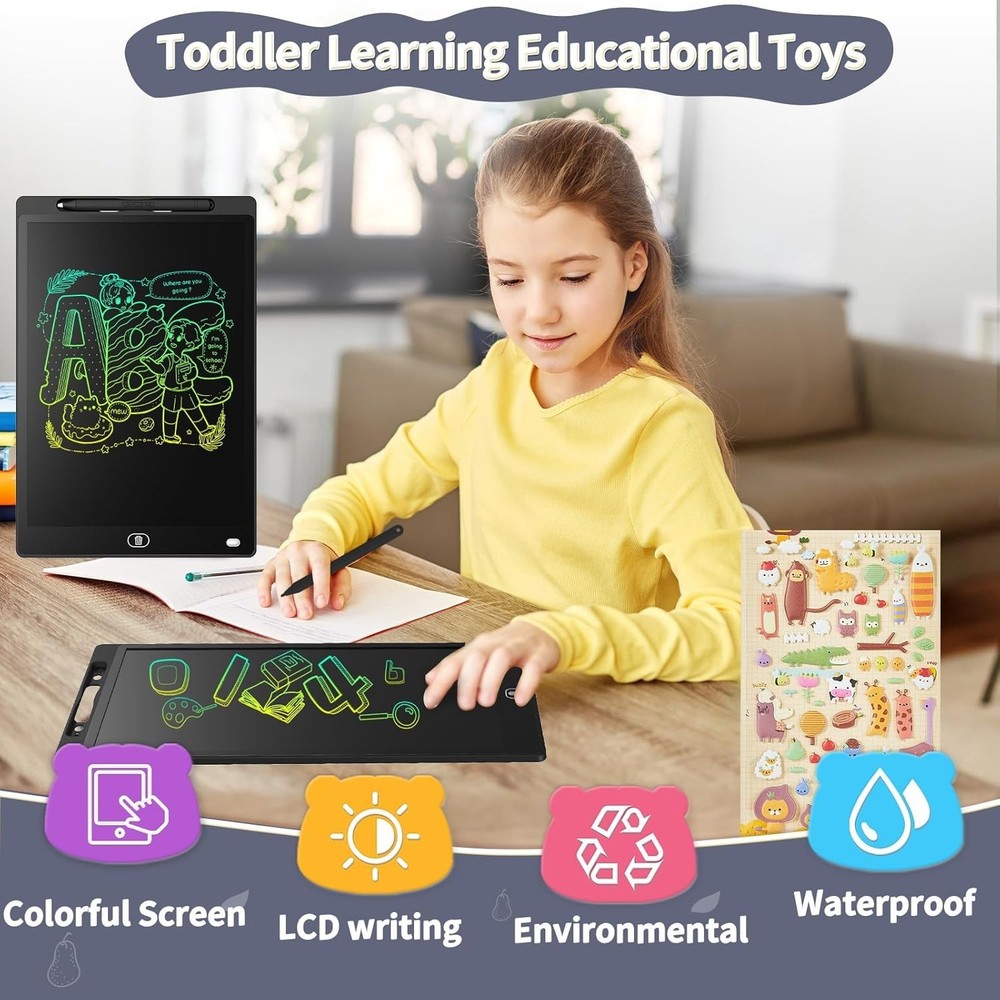 2 Pack] LCD Writing Tablet 8.5-Inch Colorful Doodle Board, Toddler Learning E...