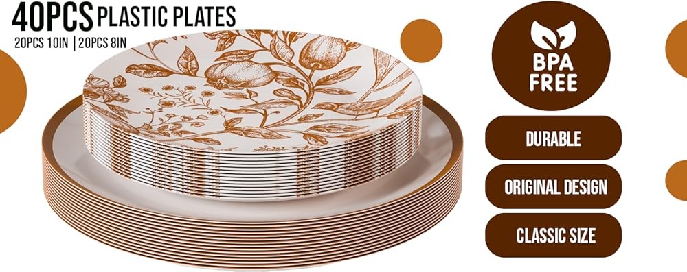 80 Piece Plastic Disposable Plates Set For 40 Guests I Dert