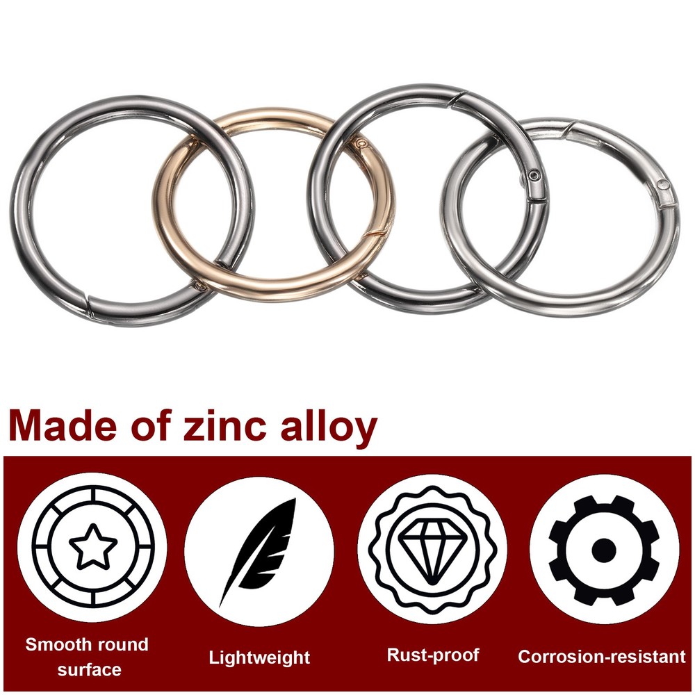 2pcs Metal Spring O Rings 2" Trigger Spring Keyrings Round Snap Clip Silver