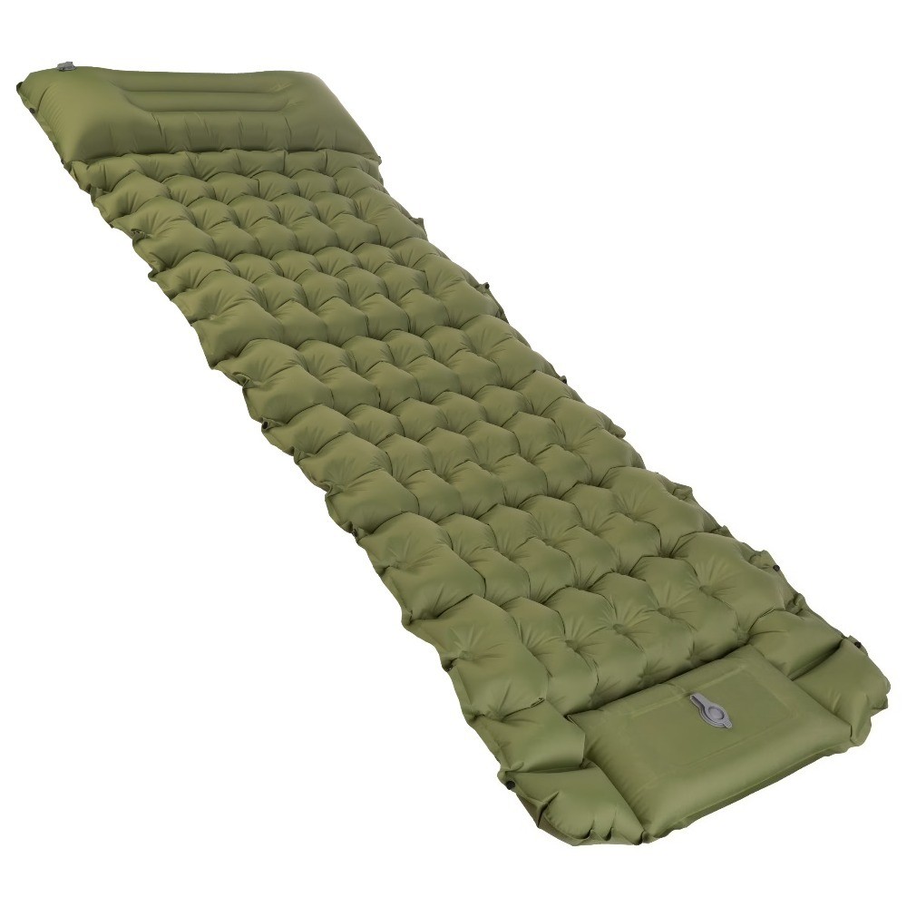 Outdoors Inflatable Sleeping Pad with Built-in Foot Pump, Olive