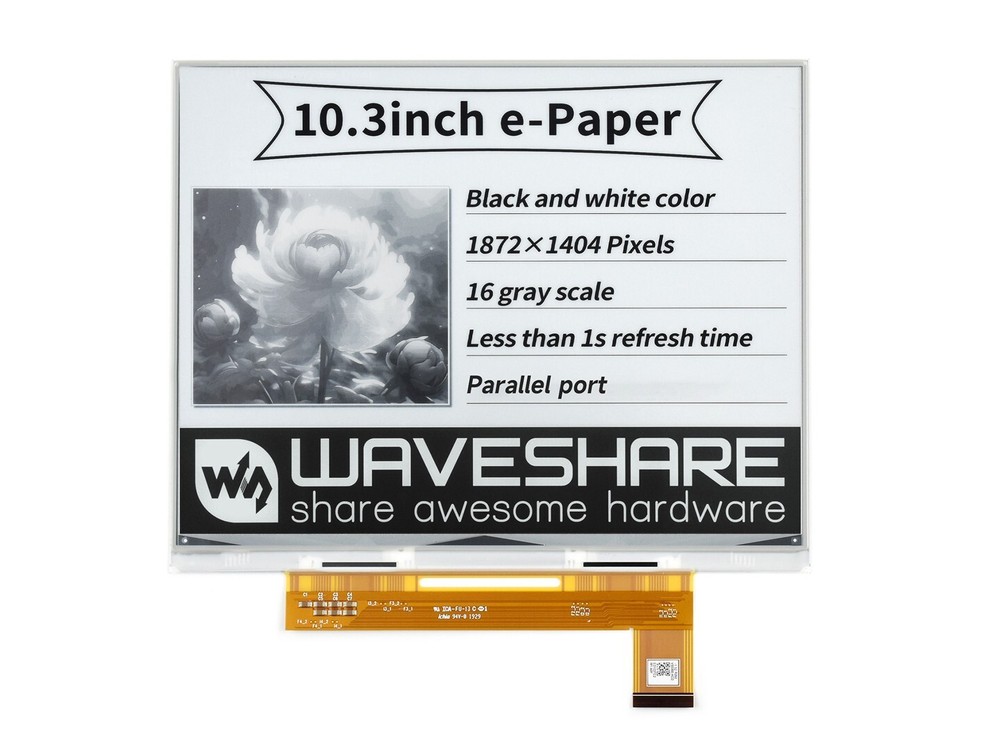 Waveshare 10.3inch E-Paper E-Ink Raw Display 1872×1404 Parallel Port