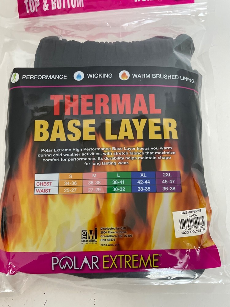 NIP Polar Extreme Thermal Top & Pants Black Base Layer Womens Medium Winter
