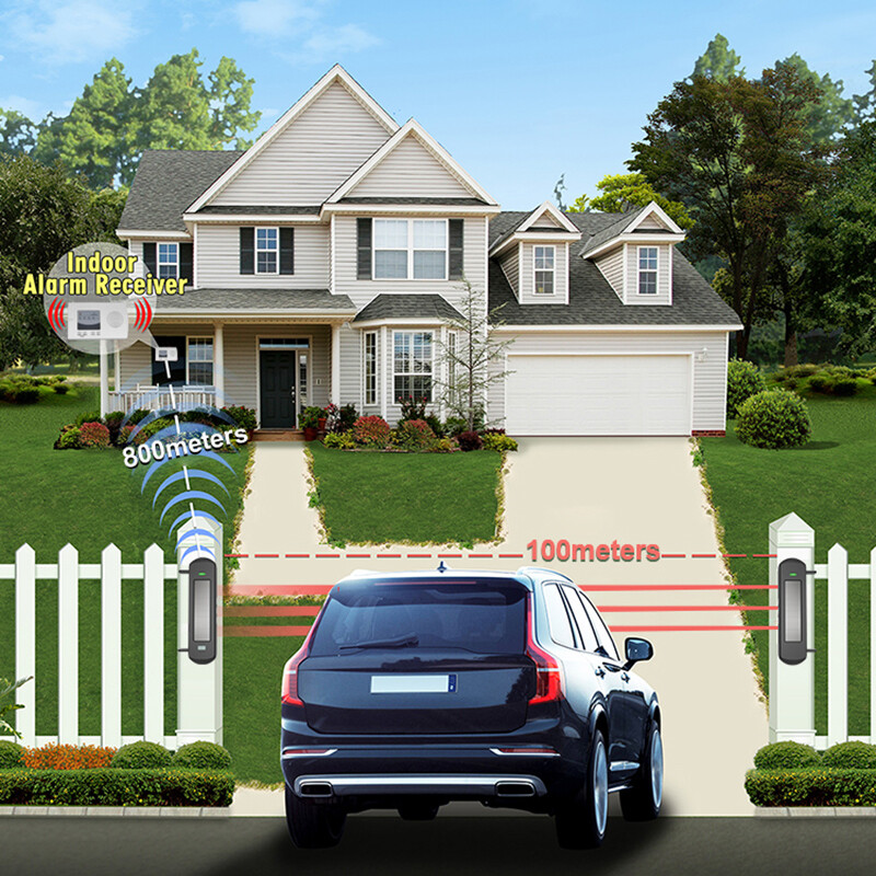 HTZSAFE Solar Wireless Driveway Alarm System No Wiring No Need Replace Battery