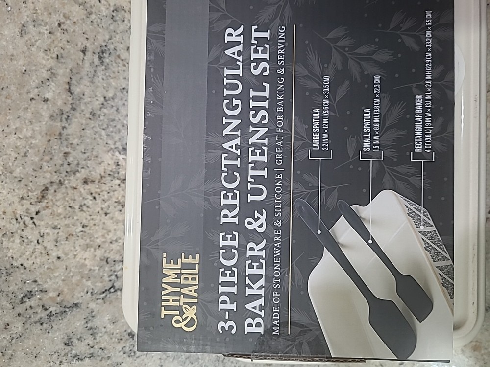 Thyme And Table Holiday Collection 3 Piece 4 Quart Rectangular Baker And Utensil