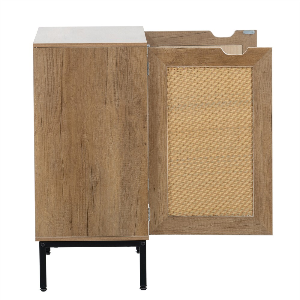 Set of 2 Rattan Storage Cabinet Kitchen Sideboard Buffet Cupboard Console Table