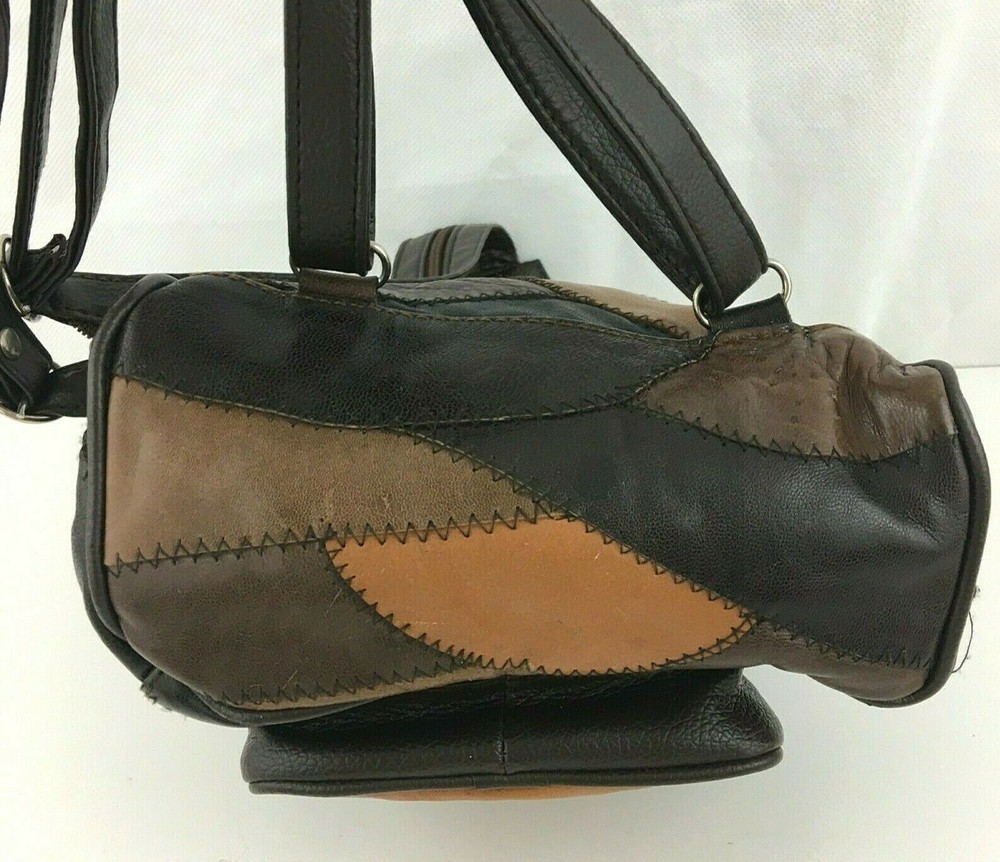 Peru Machu Picchu Leather Patch Work Adjustable Straps Backpack Purse