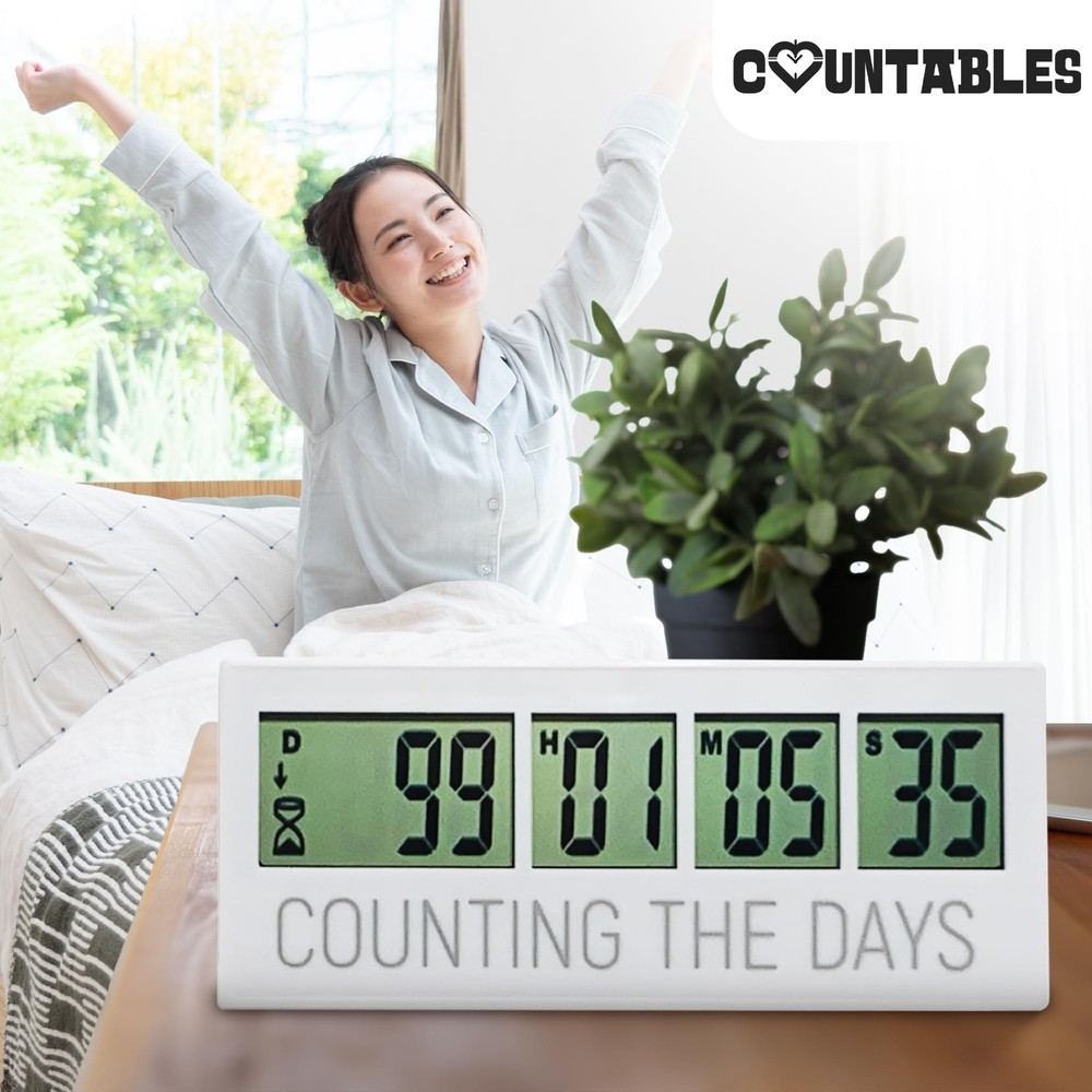 Counting the Days Countdown Clock - Up to 999 Days LCD Digital Timer - Easy t...