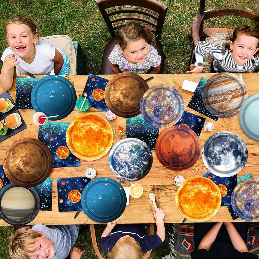 Space Theme Party Decorats Galaxy Planet Outer Space Disposable Plates