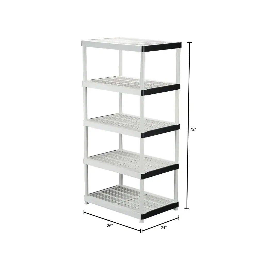 5-Tier Easy Assembly Multi-Purpose Plastic Garage Storage Shelving Unit in Gray