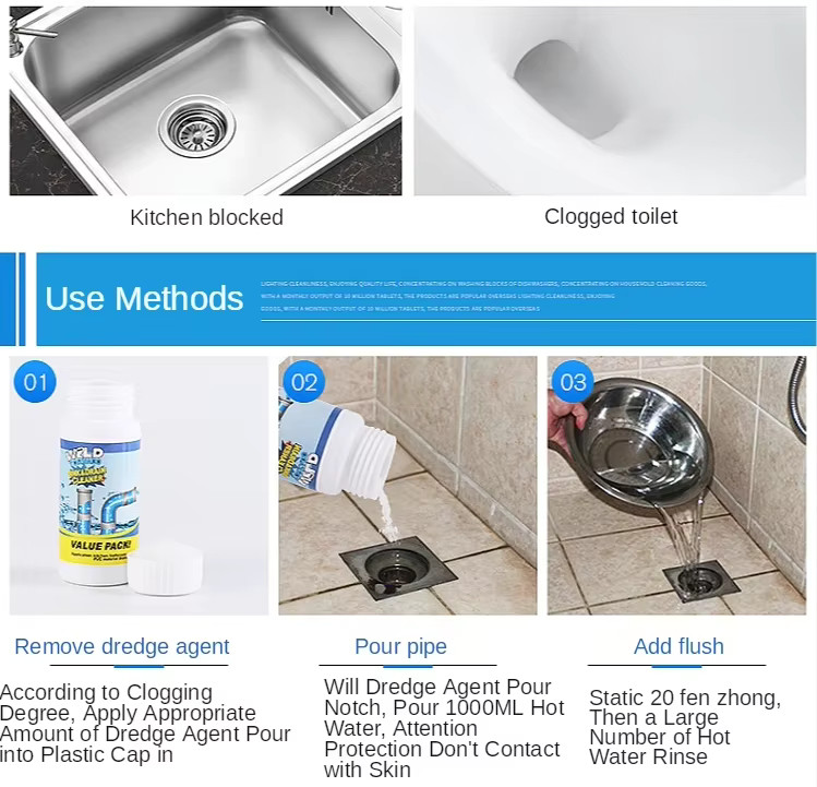 3X Wild Tornado Powerful Sink Drain Cleaner High Efficiency Clogging Cleaner