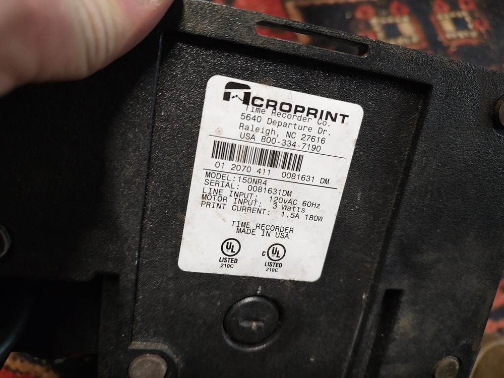 Acroprint Time Recorder Co. 150nr4 Old Time Clock