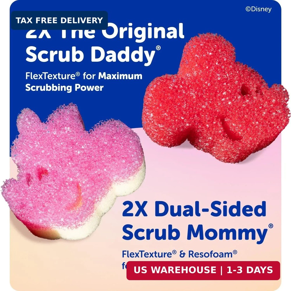 Scrub Daddy Mickey & Minnie Mouse Dish Sponges - Includes 2 Scrub Daddy Kitchen