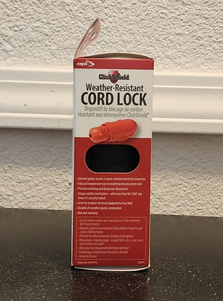 Click Shield Weather Resistant Cord Lock, 1-Pack, Black