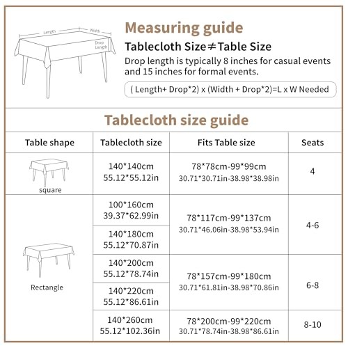 Linen Tablecloths for Rectangle Tables,About 102" x 55" (Rectangular) Beige Nel