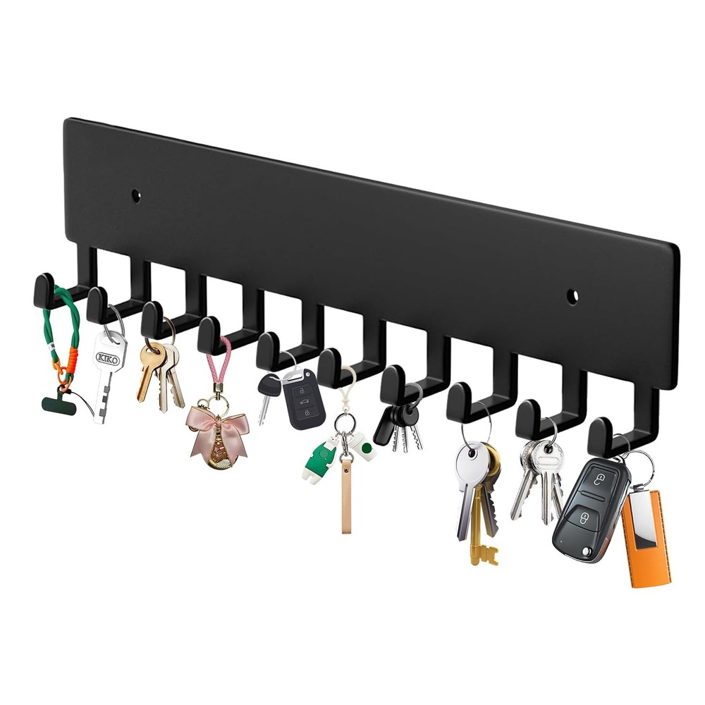 Hoomast Key Holder Wall Mount with 10 Hooks - Key Rack Organizer for Entryway...