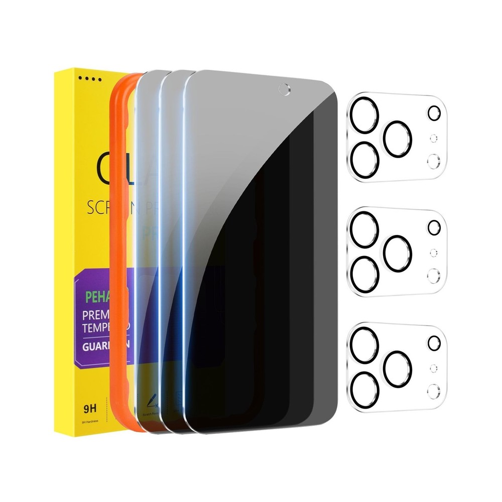 PEHAEL 3+3 Pack for iPhone 17 Pro Max Privacy Screen Protector with Camera Le...