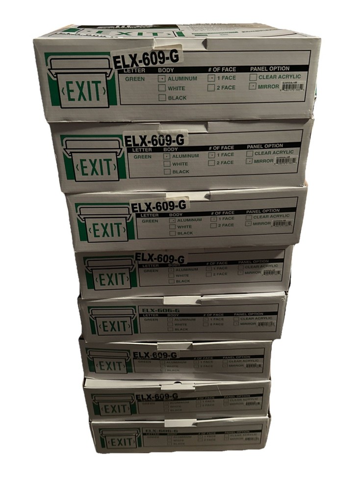 🔴Elite Lighting ELX-609-G Edge-Lit Exit Sign Single Faced Green Mirror‼️