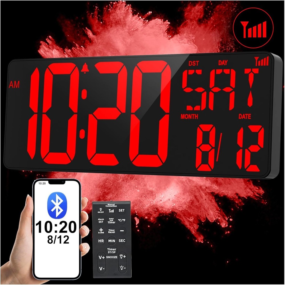 Lar Digital Wall Clo Bluetooth Sync Time, Precise Atomic Clos
