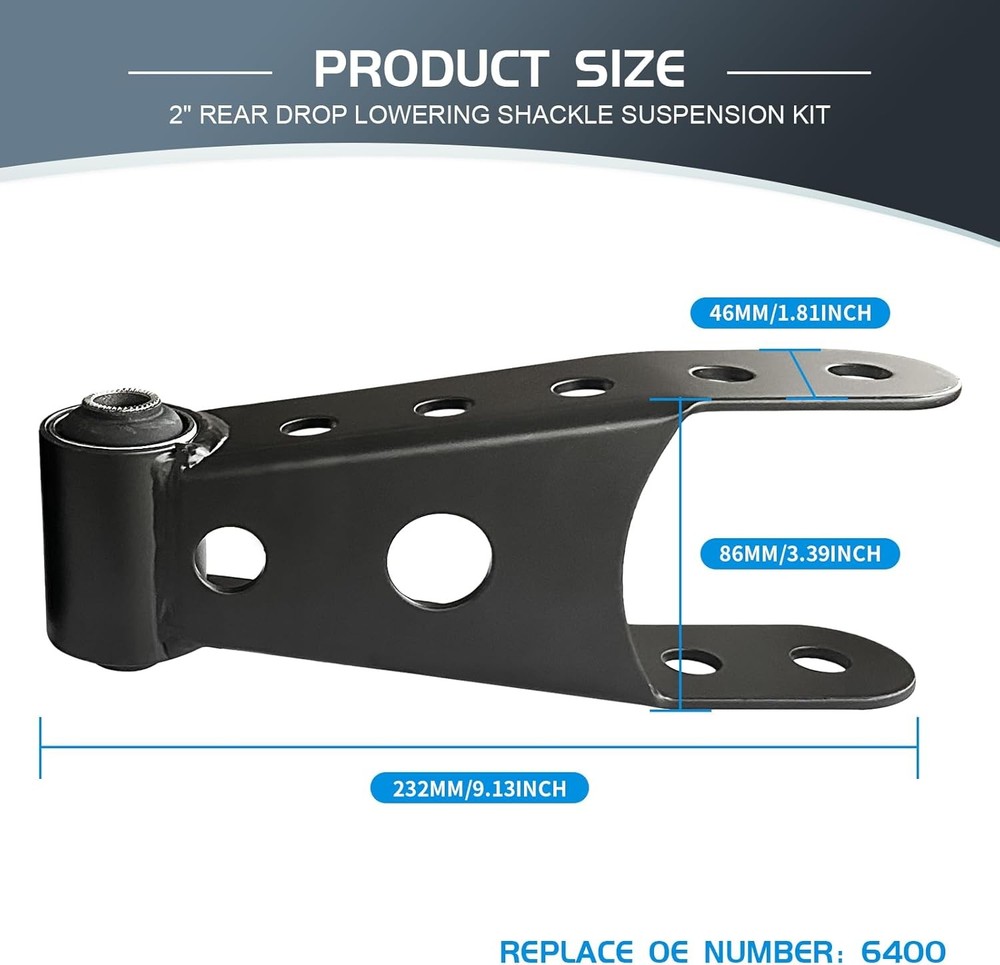 2-3" Suspension Rear Drop Lowering Shackles: Replacement for Chevy Silverado