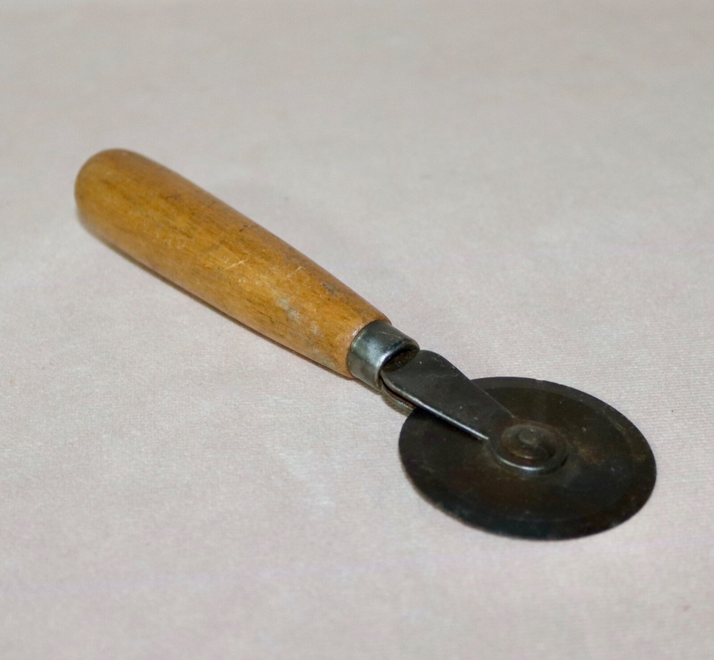 Fabric Cutting Tool 2” Diameter Wood Handle - Vintage