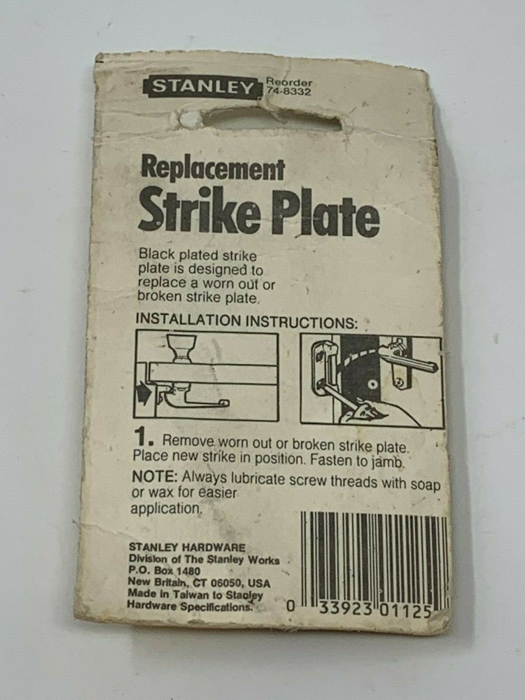 Stanley Black Replacement Strike Plate 74-8332