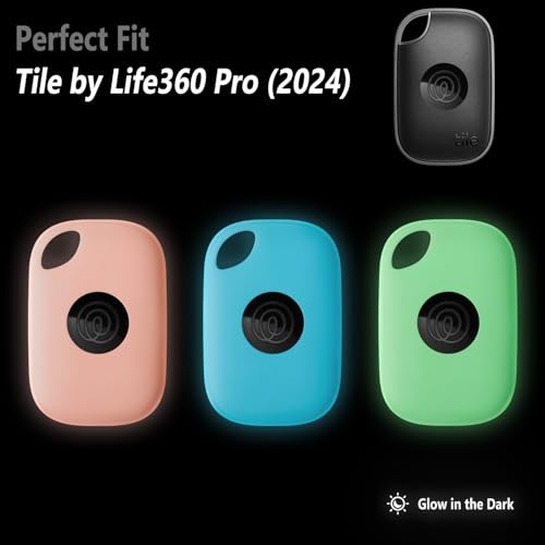 Silicone Case for Tile Pro (2024) Tracker, Soft Luminous Green+Pink+Blue