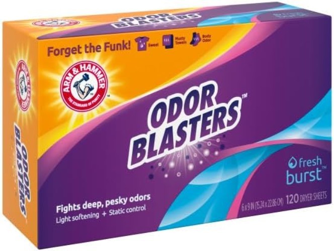 Odor Blaster Dryer Sheets - Fresh Burst, 120 Count for Softness & Static Control