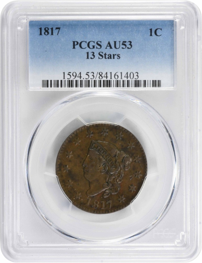 1817 Large Cent 13 Stars AU53 PCGS