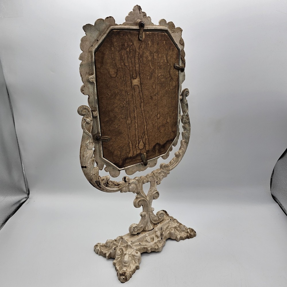 Vintage Ornate Vanity Mirror Cast Iron Tilting Victorian Style