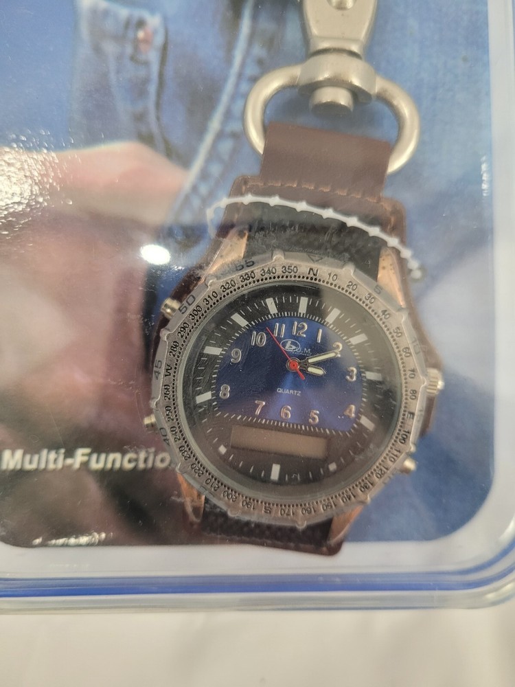 B.U.M. Equipment Multi-Function Clip On Pocket Watch NOS Needs Battery