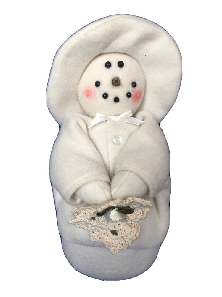 Snowman Snowgirl Primitive 9.5" Weighted Bottom