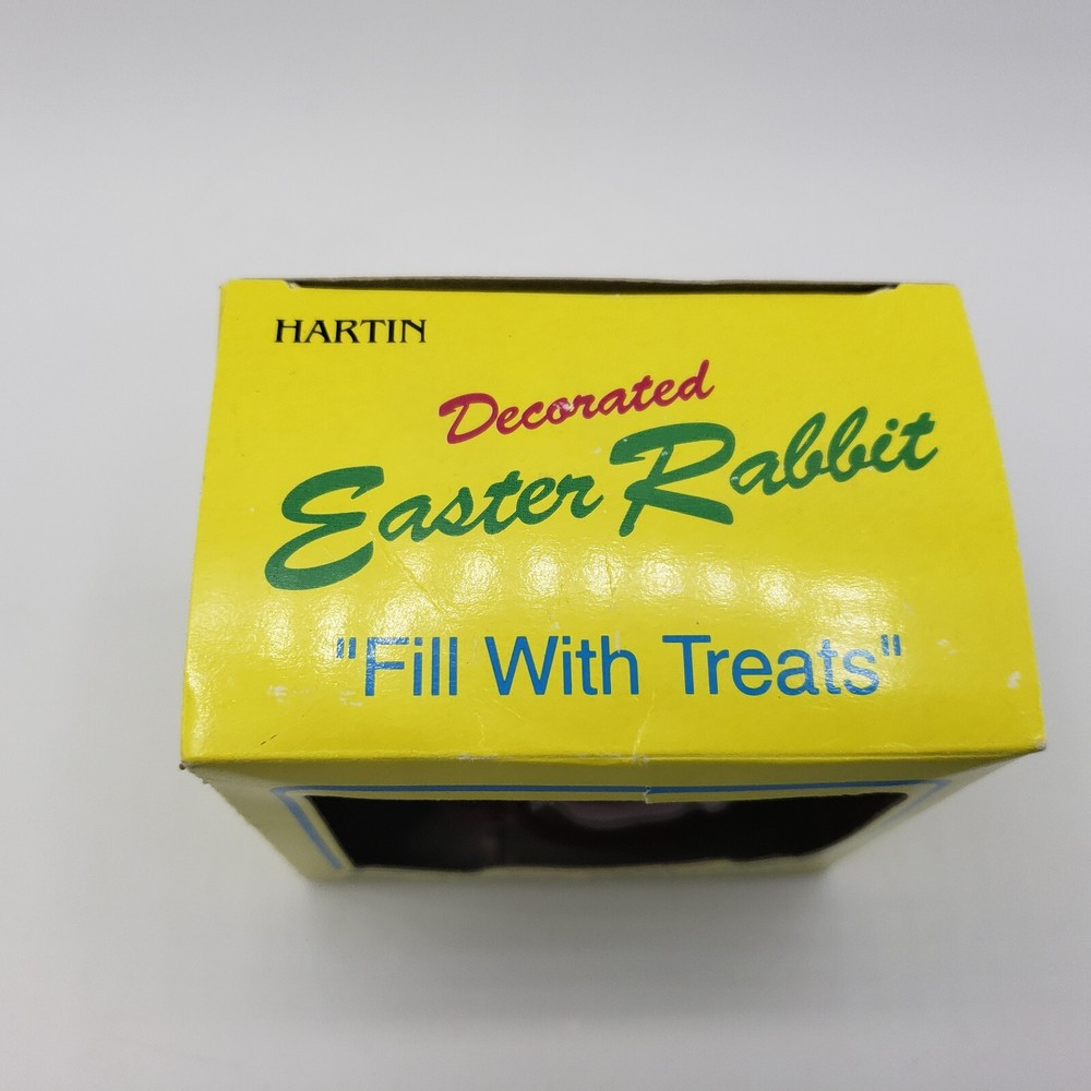 Vintage 1993 Hartin Decorated Pink Easter Rabbit Plastic NIB Fill with Candy