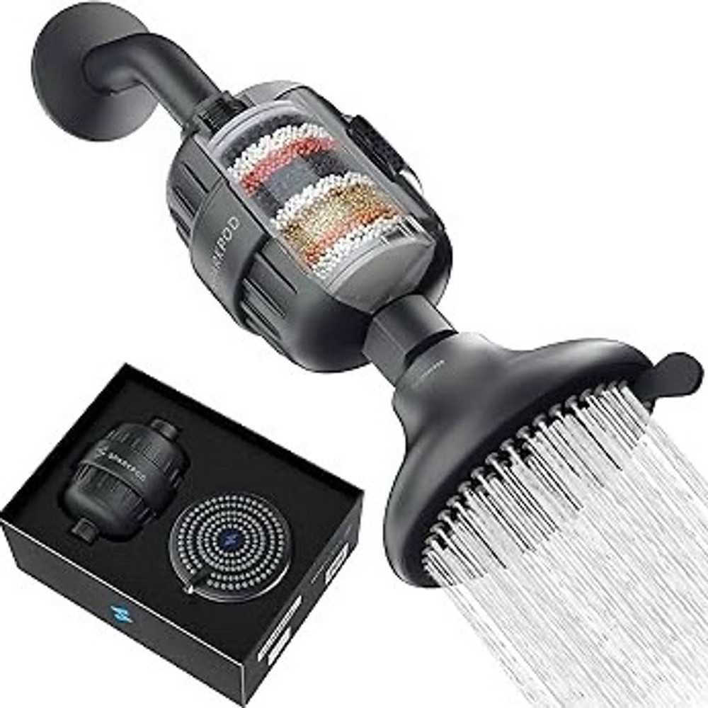 SparkPod High-Pressure Filtered Shower Head Silver Mildew-Resistant