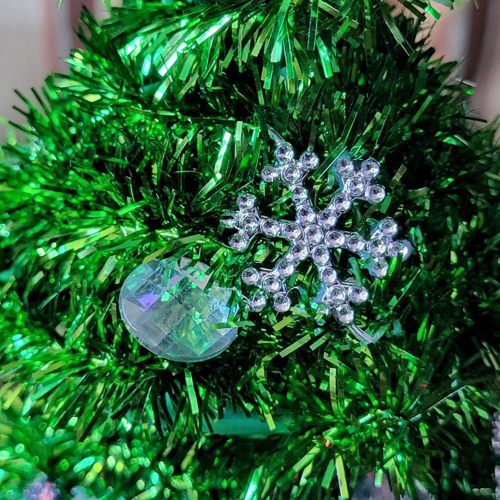 Tinsel 10.5" Tabletop Christmas Tree w/ornaments