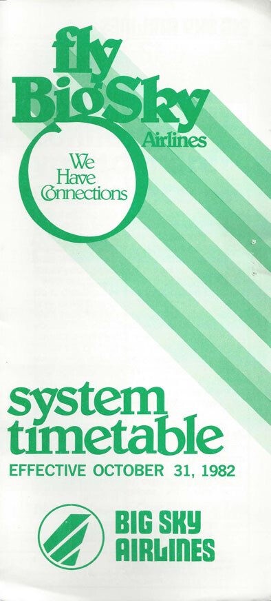 Big Sky Airlines system timetable 10/31/82 [0096]