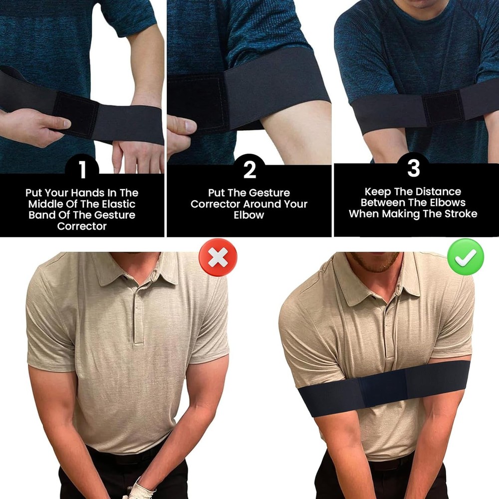 Swing Golf Power Band Training Aid Elbow Brace Straight Practice 2 Pack