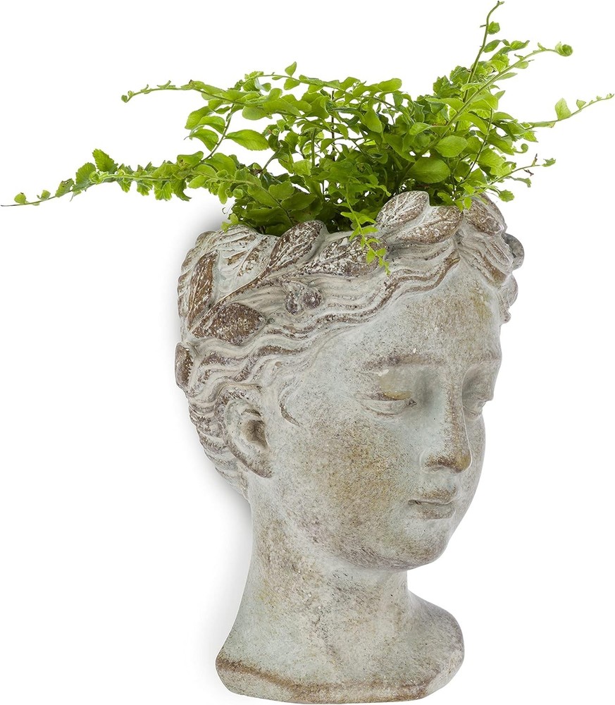 Abbott Collection Goddess Head Wall Planter - Small Cement Wall, Gray