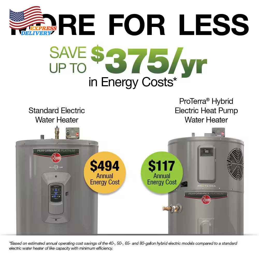 50 Gal. Smart High Efficiency Hybrid Heat Pump Water Heater w/ Leak Detection US