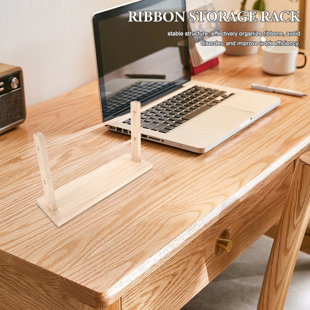 Solid Wood Ribbon Storage Rack Portable Organizer Display Holder