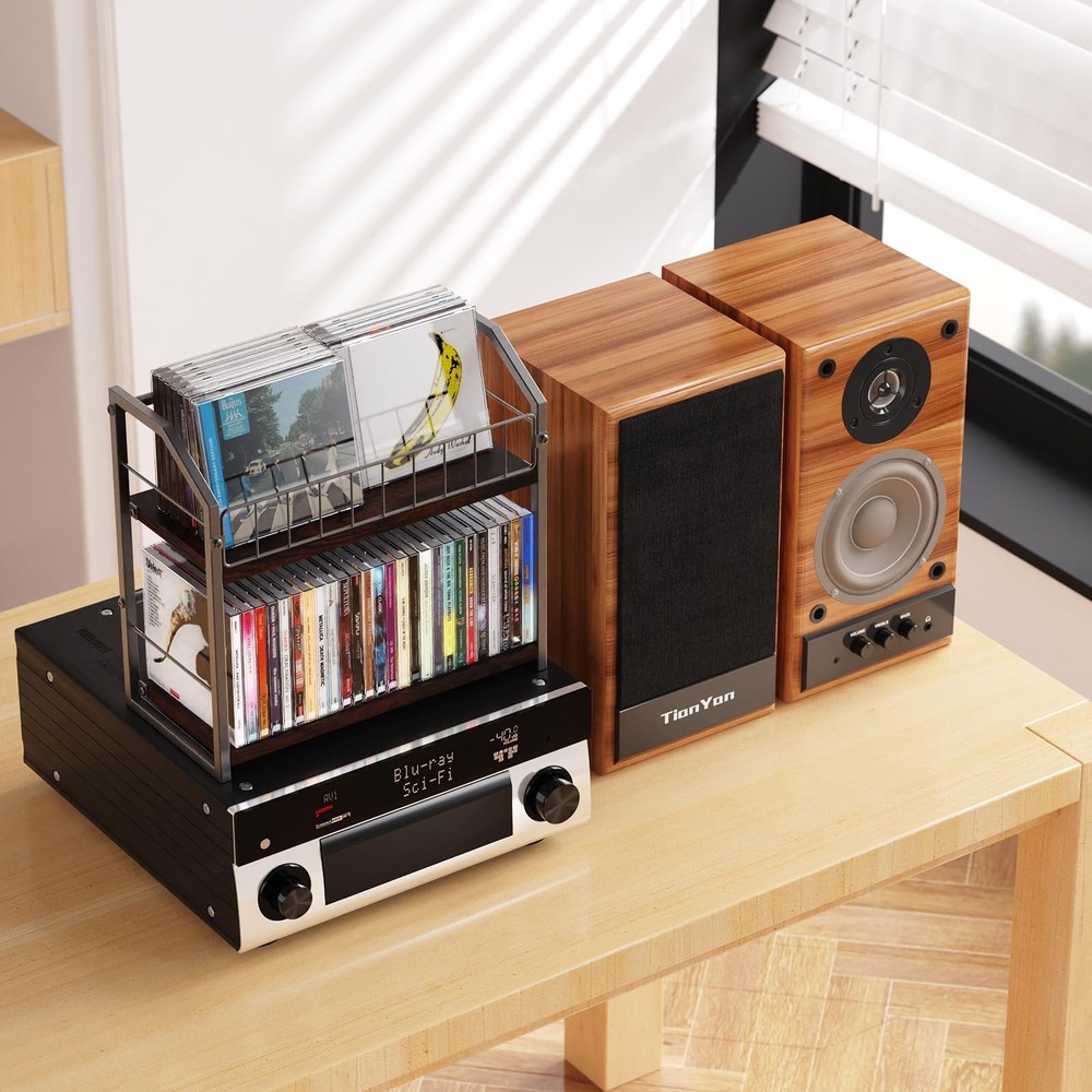 2-Tier CD Holder, CD Storage Shelf for Display, CD Organizer with Dispay Top ...