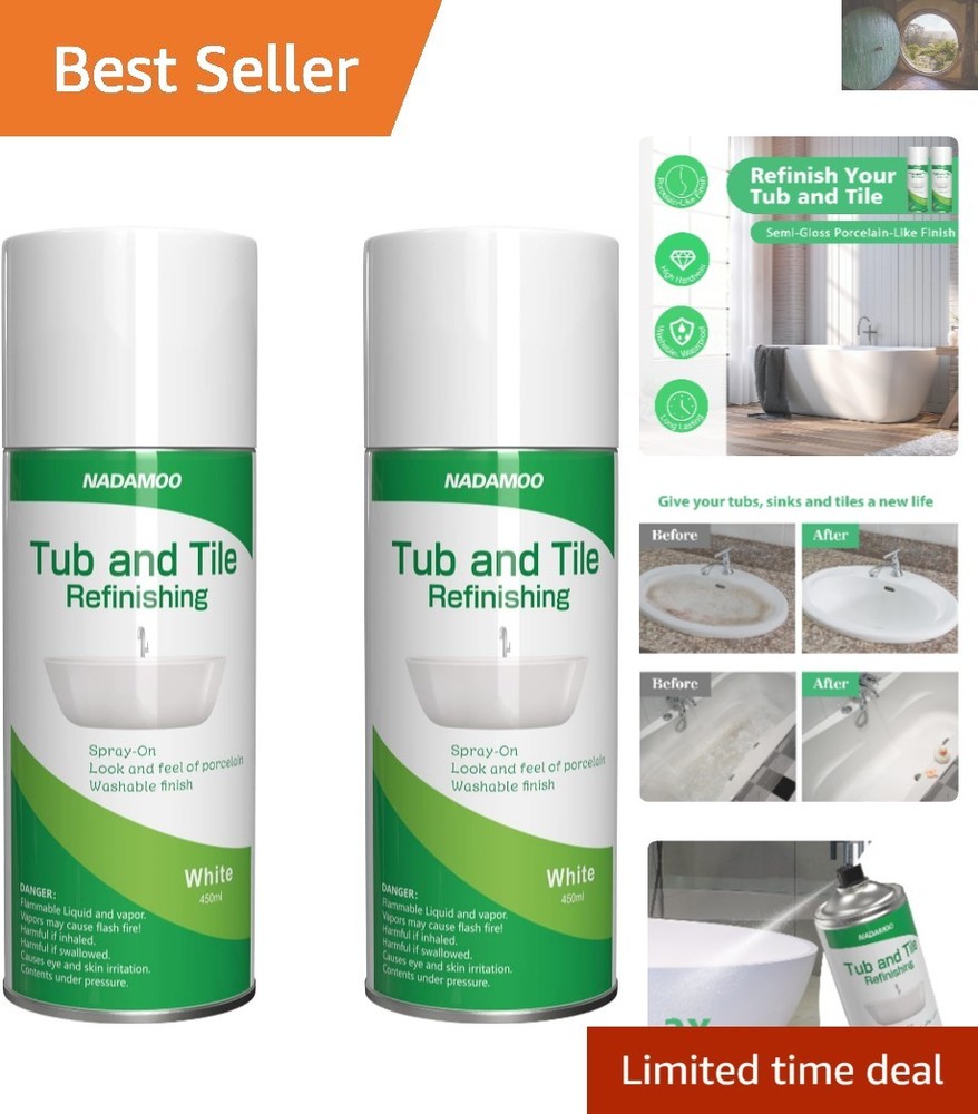 Scratch Resistant White Spray Paint Kit for Bathtub & Tile Refinishing - 2 Cans