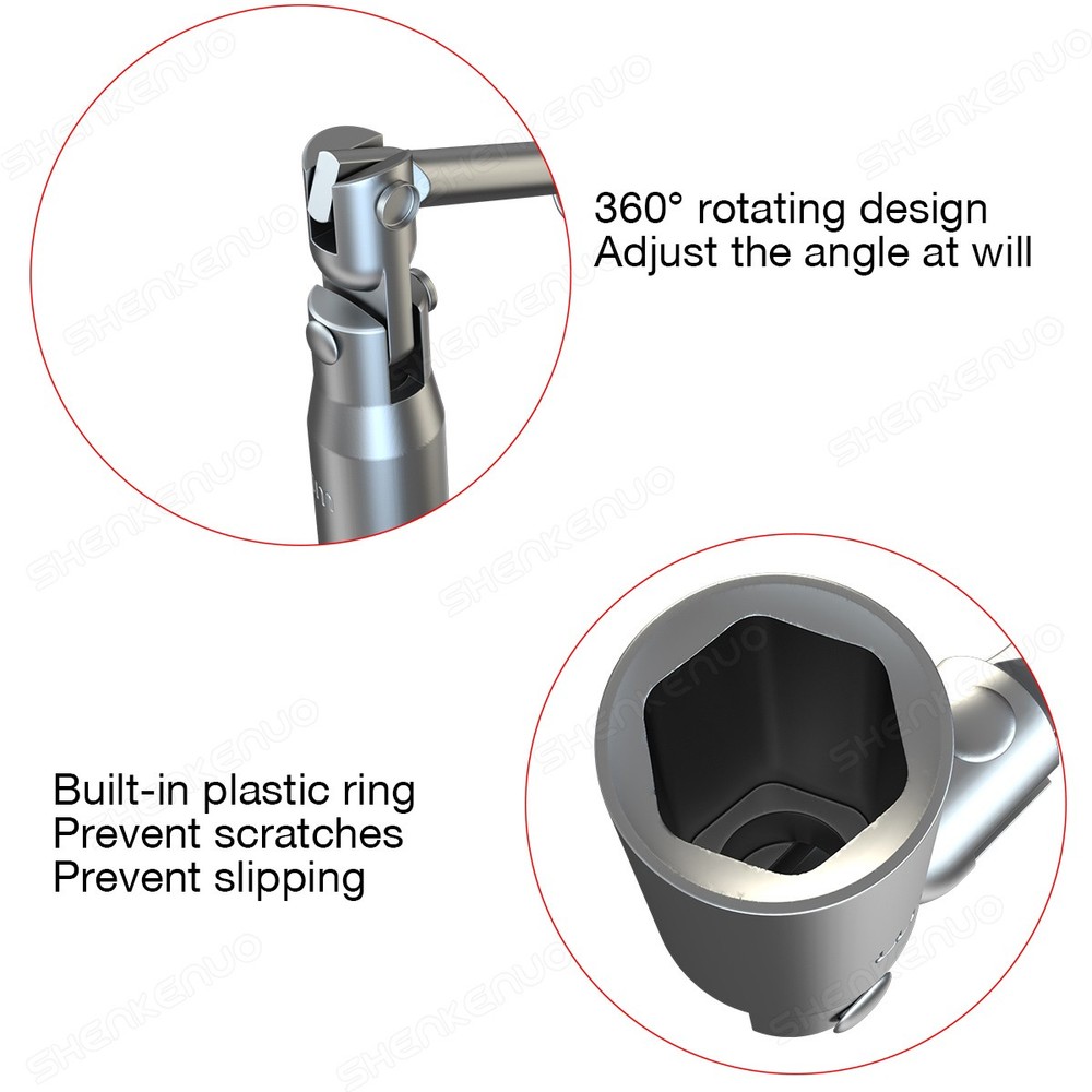 Spark Plug Removal Tool 16mm T-Bar T-Handle Flexible Spanner Socket Wrench Tool