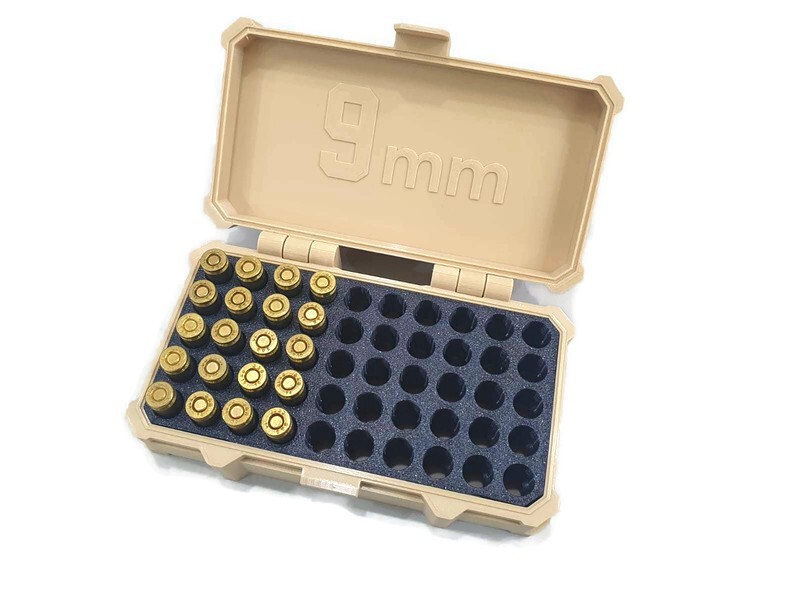 Premium 3D Printed 9mm Ammo Storage Box – Holds 50 Rounds|